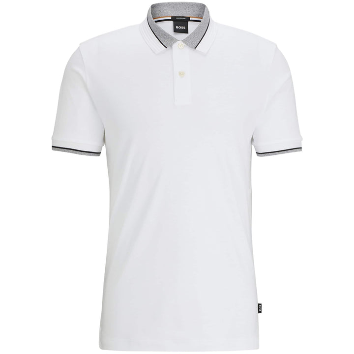 BOSS PARLAY 200 CONTRAST TIPPED MERCERISED COTTON POLO SHIRT