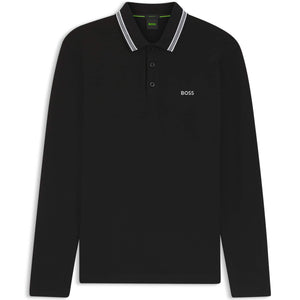 BOSS PLISY COTTON-PIQUÉ LONG SLEEVE POLO SHIRT