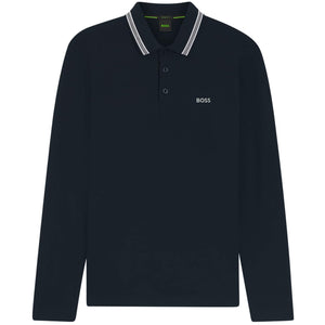 BOSS PLISY COTTON-PIQUÉ LONG SLEEVE POLO SHIRT
