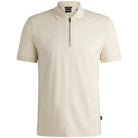 BOSS POLSTON 11 ZIP NECK MERCERISED-COTTON POLO SHIRT