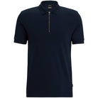 BOSS POLSTON 11 ZIP NECK MERCERISED-COTTON POLO SHIRT