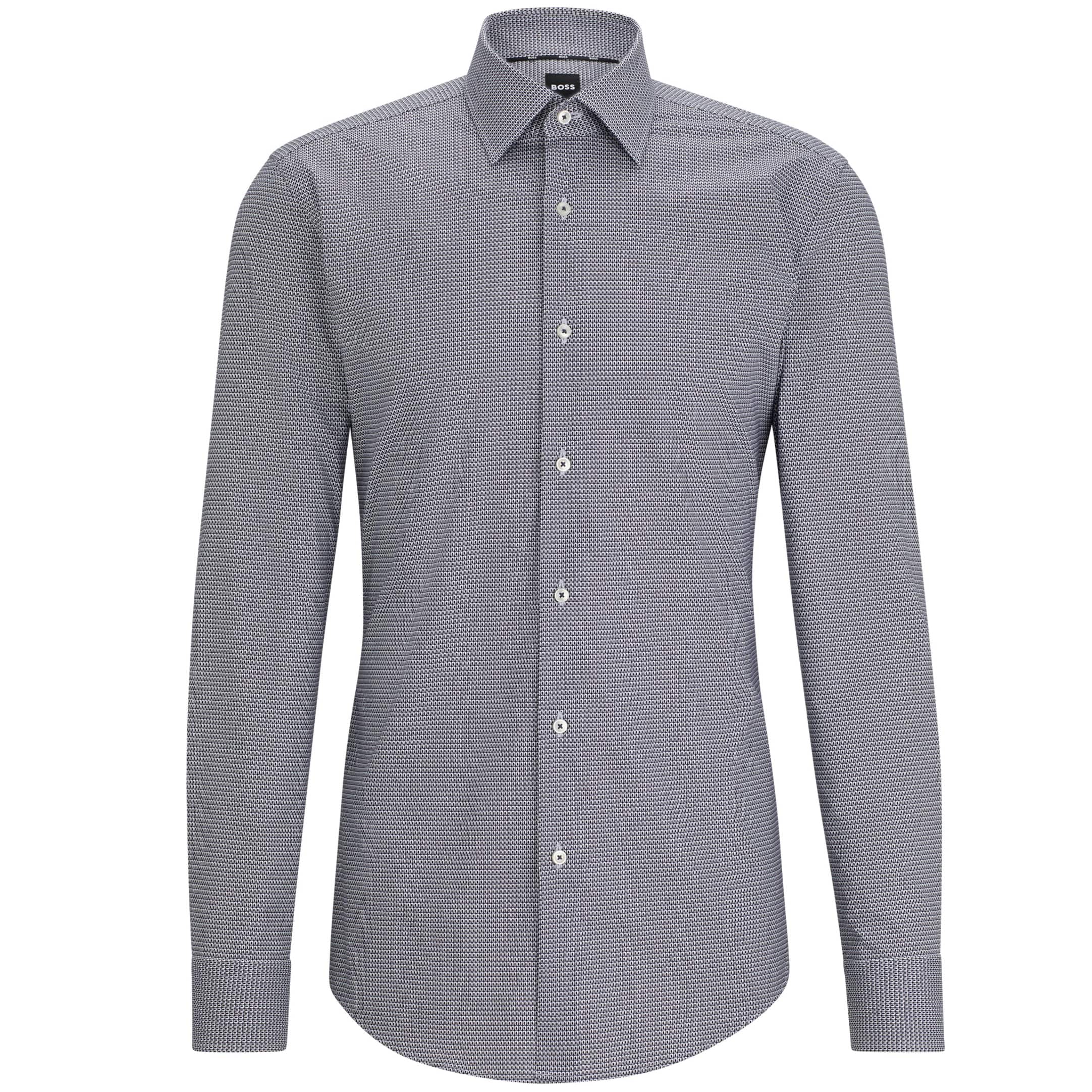 BOSS PRINTED STRETCH COTTON SLIM-FIT SHIRT