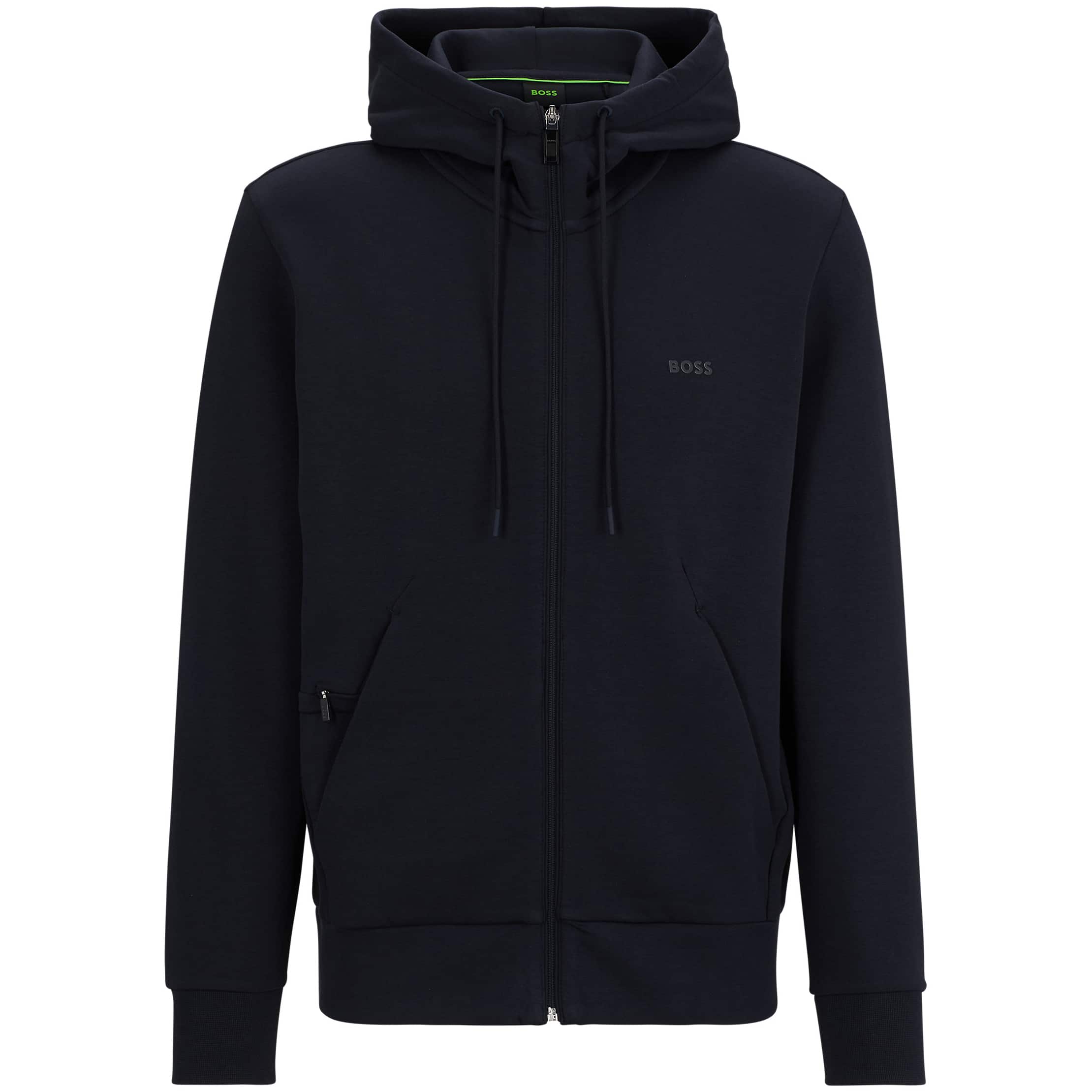BOSS SAGGY STRETCH-COTTON ZIP-UP HOODIE