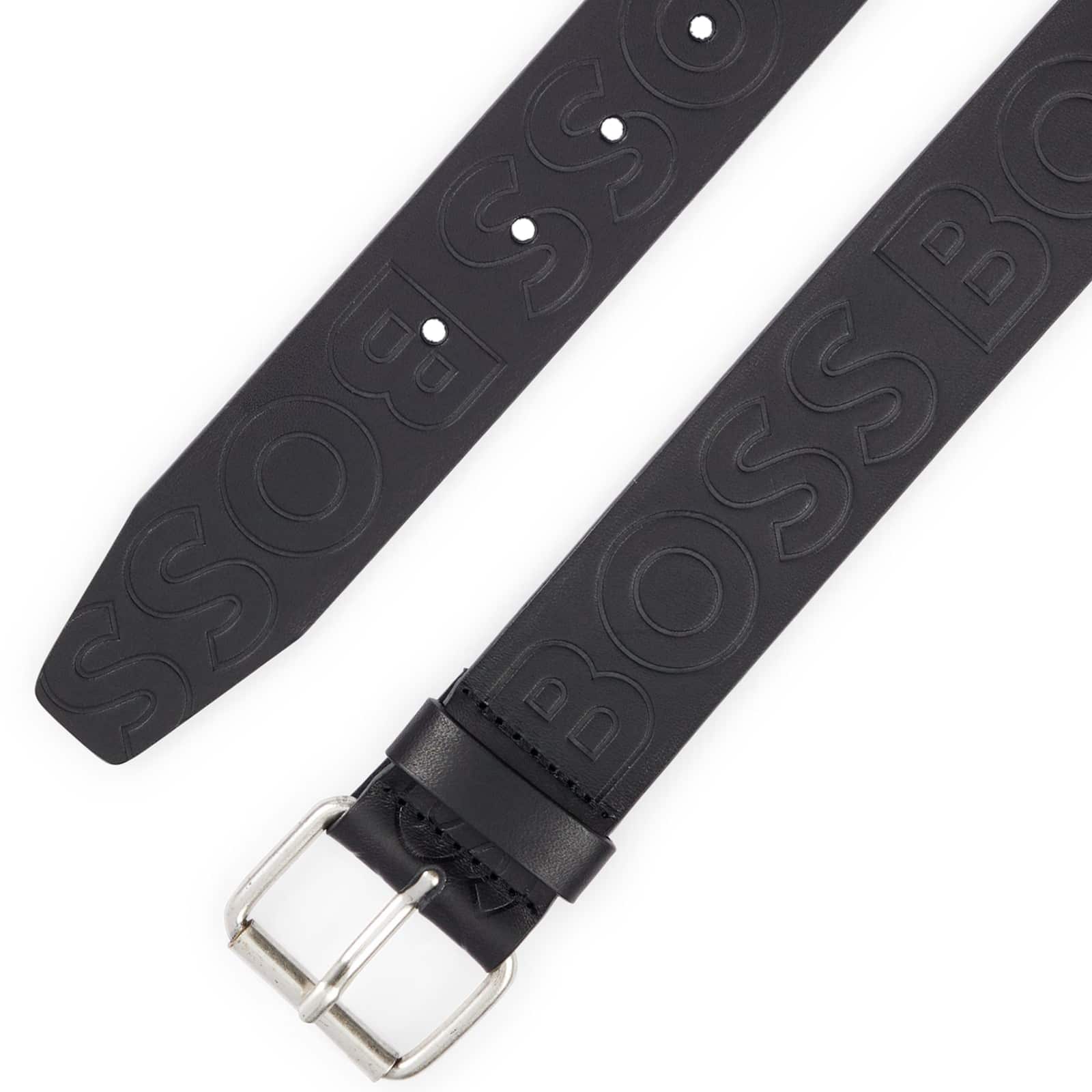 BOSS SERGE LOGO-PRINT STRAP ITALIAN-LEATHER BELT