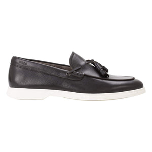 BOSS SIENNE LEATHER SLIP-ON TASSEL TRIM LOAFERS