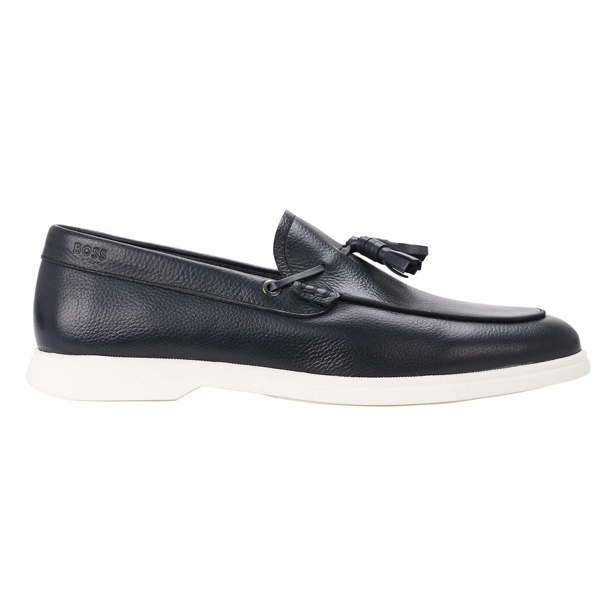 BOSS SIENNE LEATHER SLIP-ON TASSEL TRIM LOAFERS