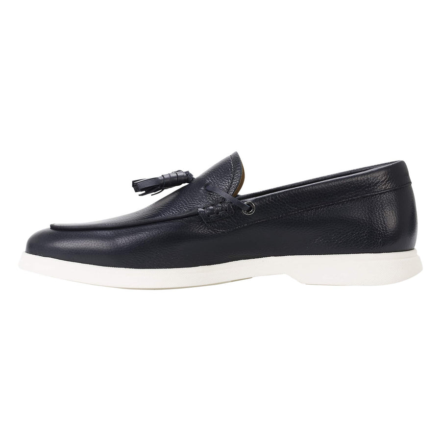 BOSS SIENNE LEATHER SLIP-ON TASSEL TRIM LOAFERS