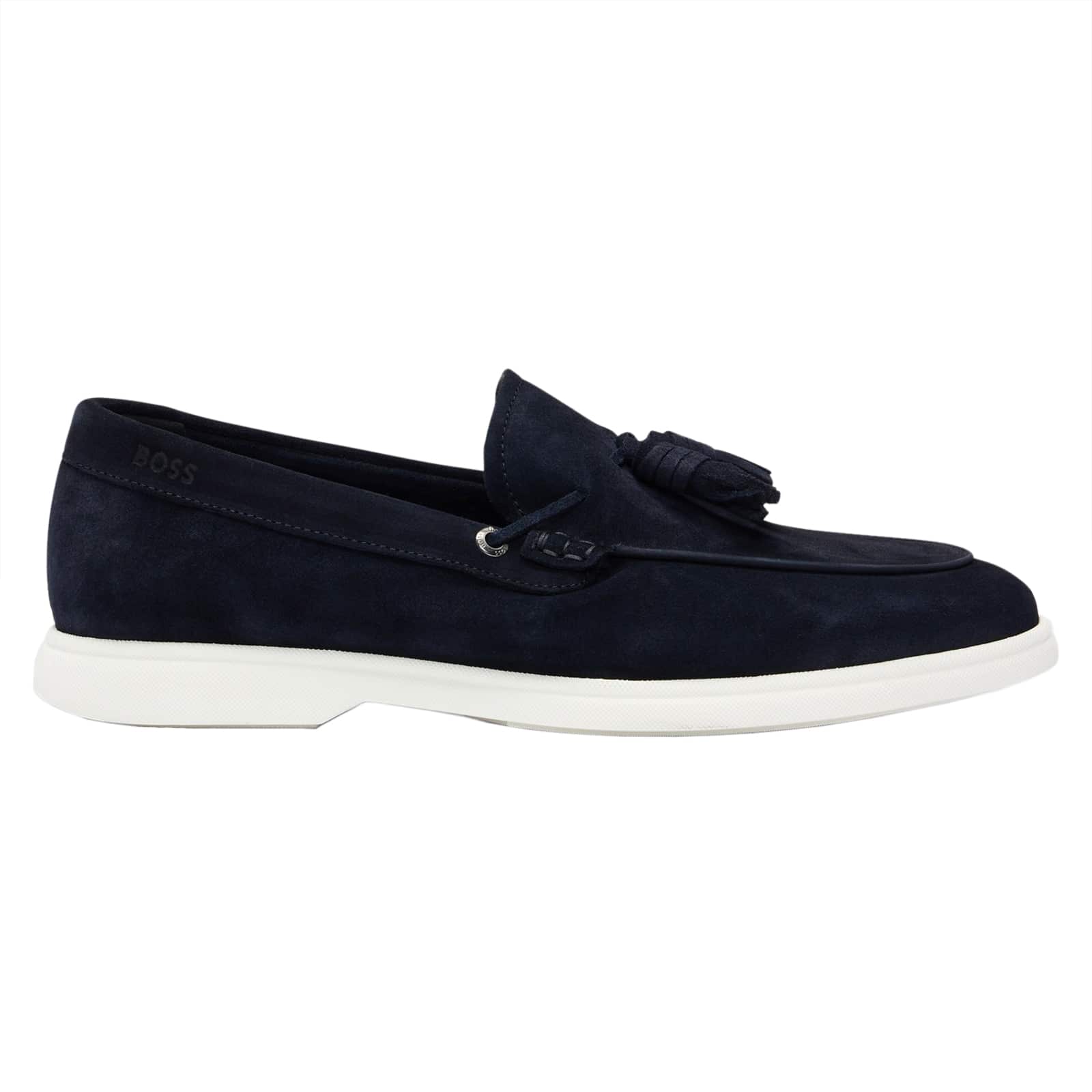 BOSS SIENNE SUEDE SLIP-ON TASSEL TRIM LOAFERS