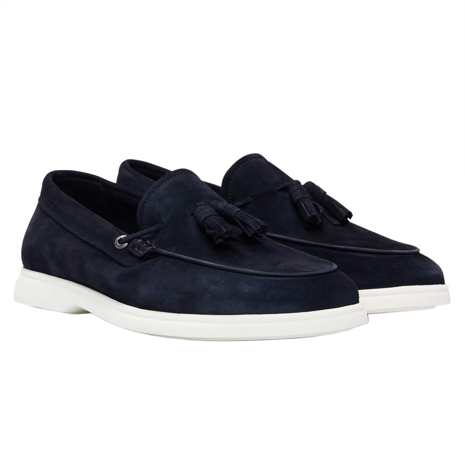 BOSS SIENNE SUEDE SLIP-ON TASSEL TRIM LOAFERS