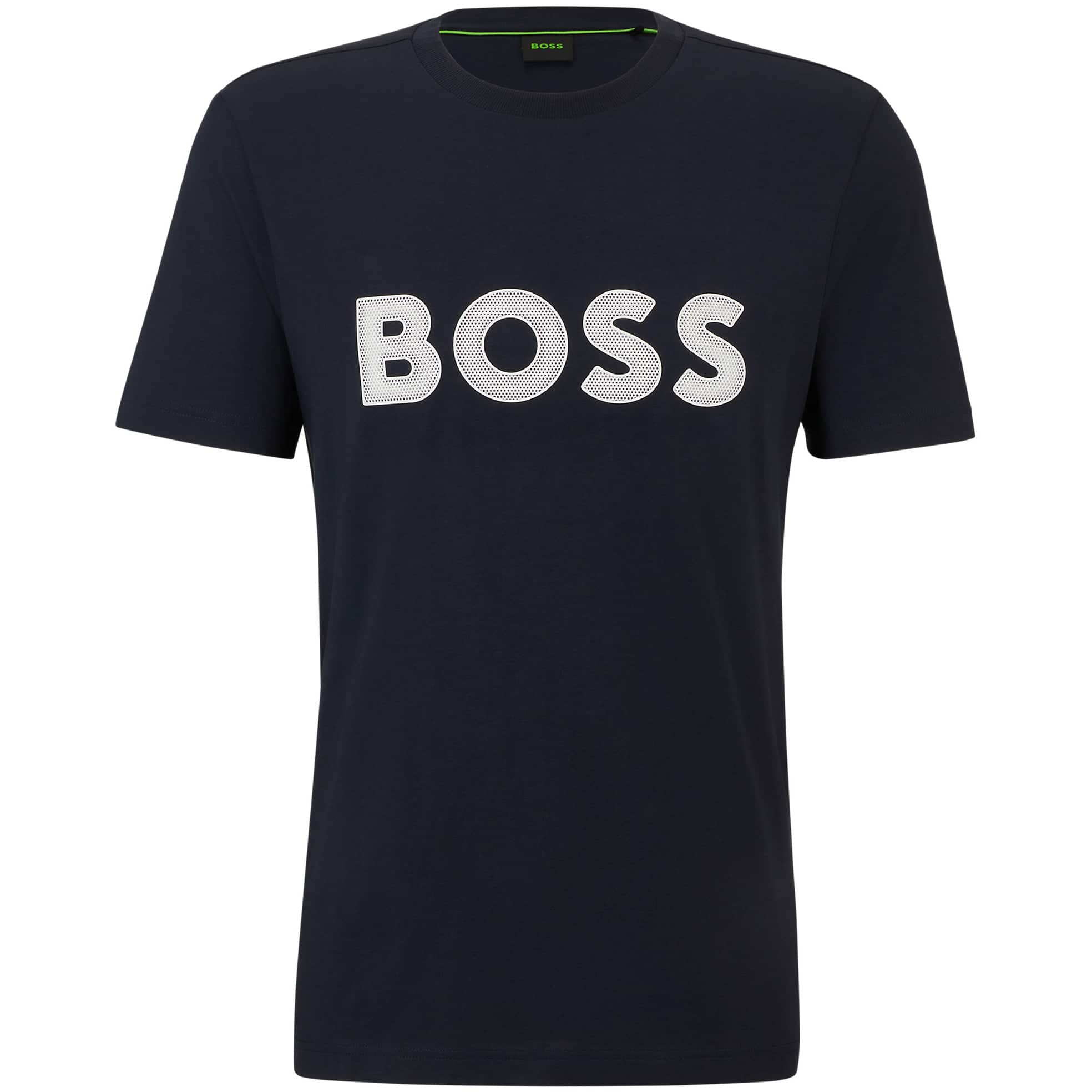 BOSS TEE 1 MESH LOGO COTTON-JERSEY T-SHIRT