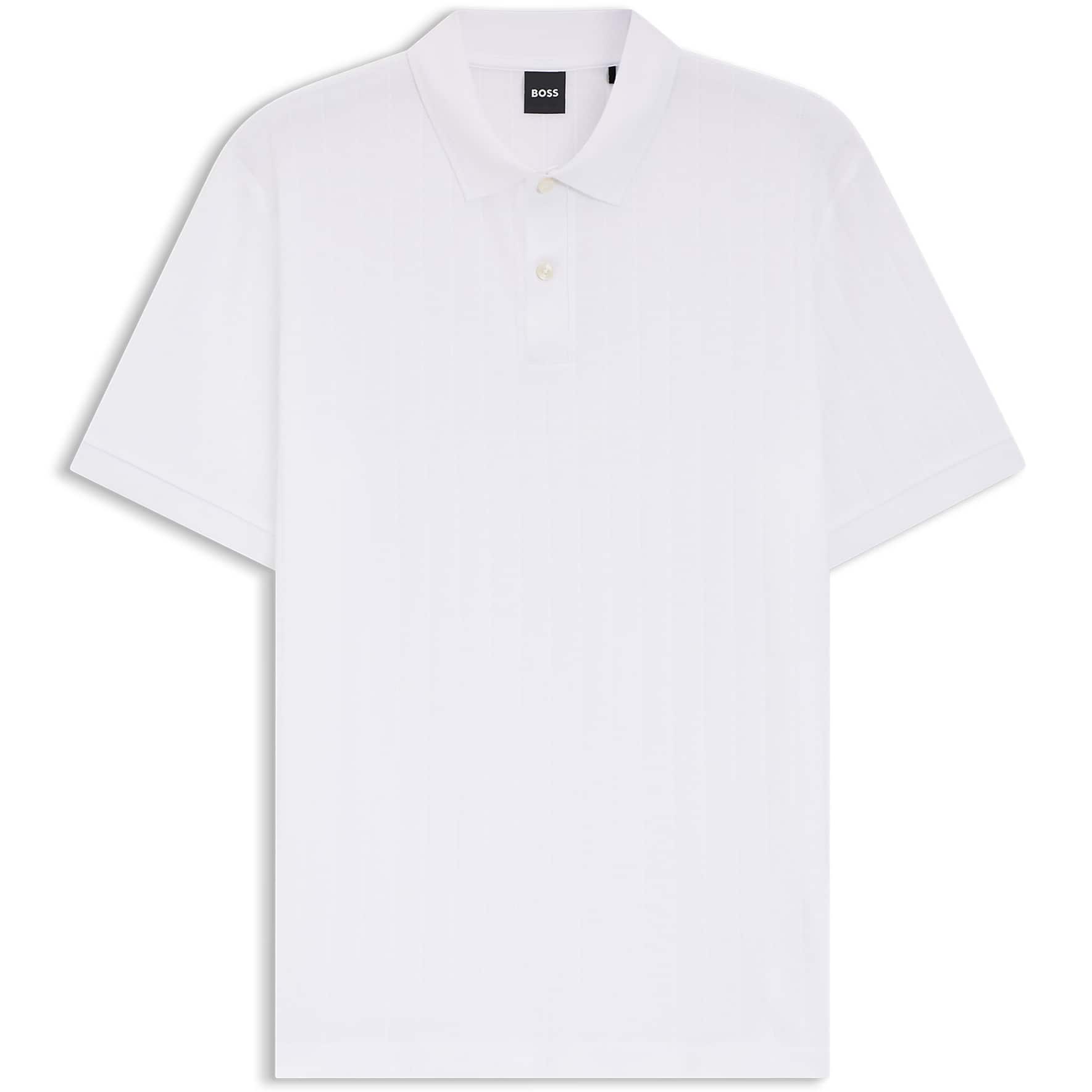 BOSS VERTICAL-STRIPE MERCERISED COTTON POLO SHIRT