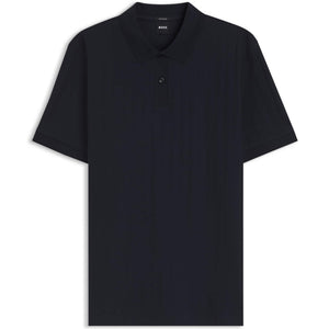 BOSS VERTICAL-STRIPE MERCERISED COTTON POLO SHIRT