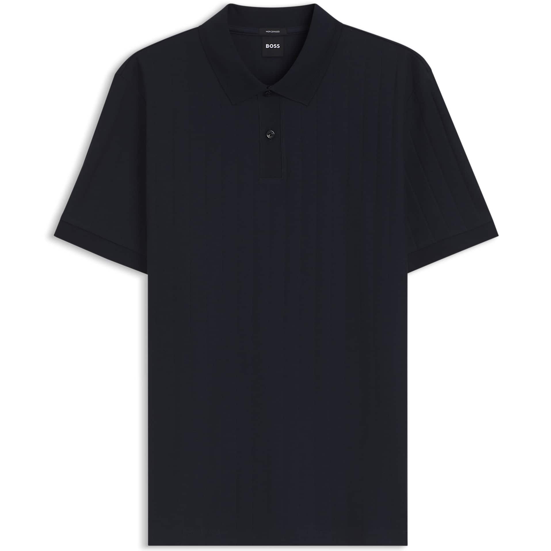 BOSS VERTICAL-STRIPE MERCERISED COTTON POLO SHIRT