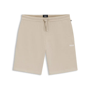 BOSS WAFFLE-STRUCTURE COTTON BLEND LIGHTWEIGHT SHORTS