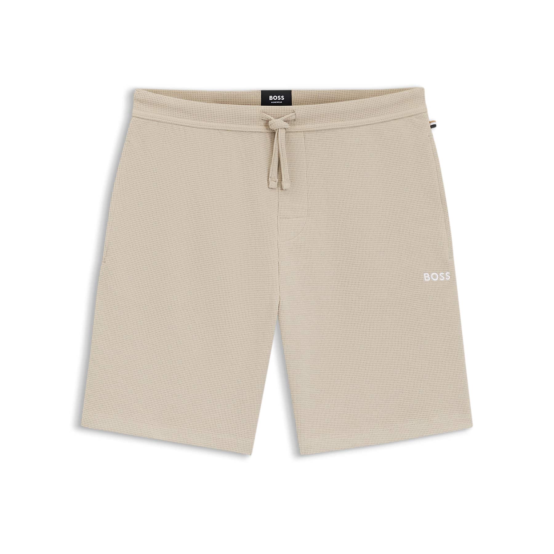 BOSS WAFFLE-STRUCTURE COTTON BLEND LIGHTWEIGHT SHORTS