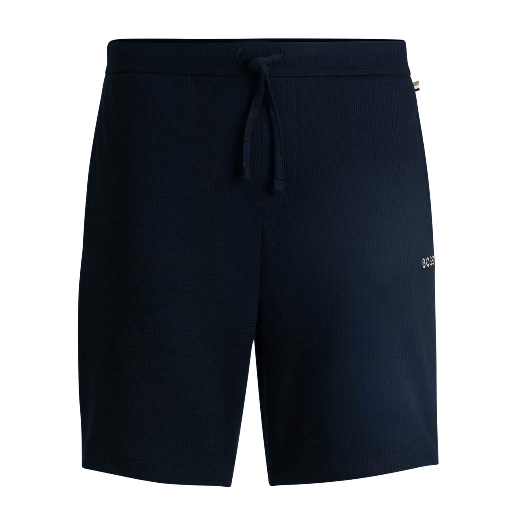 BOSS WAFFLE-STRUCTURE COTTON BLEND LIGHTWEIGHT SHORTS