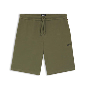 BOSS WAFFLE-STRUCTURE COTTON BLEND LIGHTWEIGHT SHORTS