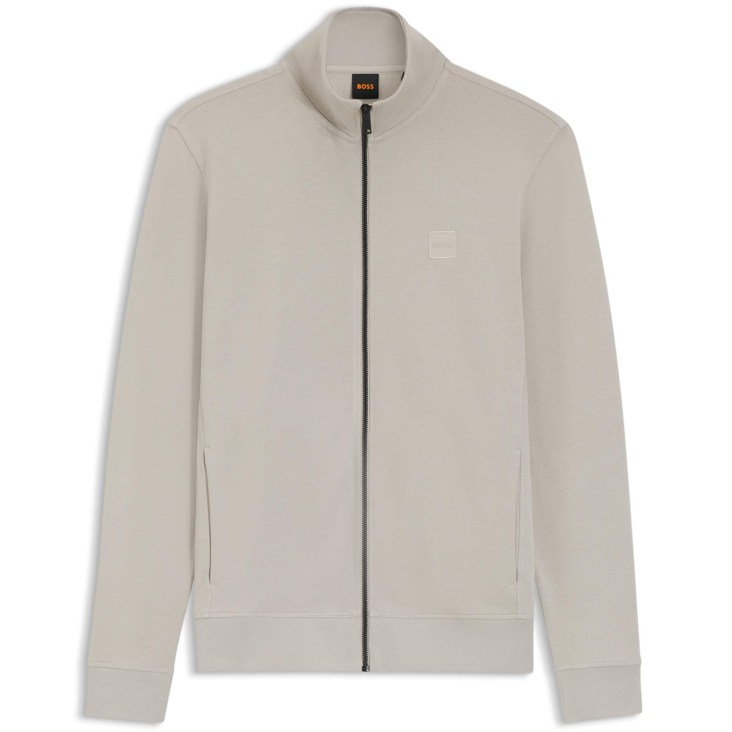 BOSS ZESTART COTTON-TERRY FULL ZIP TRACK TOP