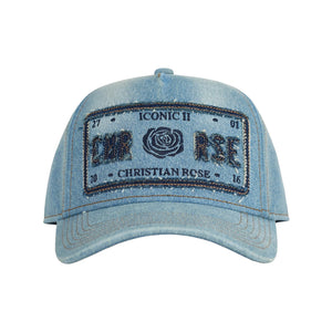 CHRISTIAN ROSE DENIM ICONIC II TRUCKER CAP