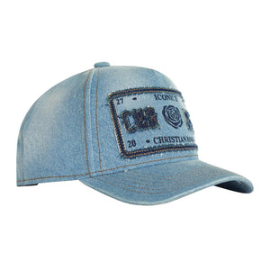 CHRISTIAN ROSE DENIM ICONIC II TRUCKER CAP