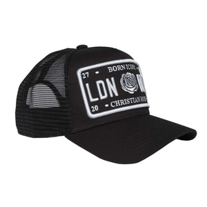 CHRISTIAN ROSE ICONIC PLATE TRUCKER CAP