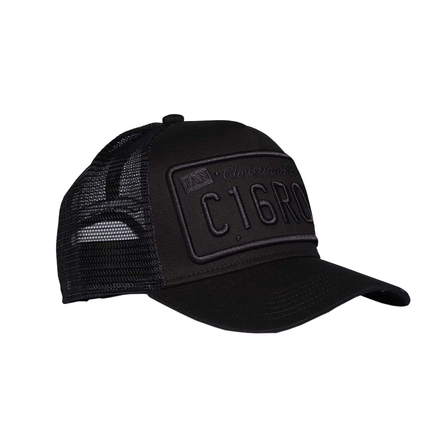 CHRISTIAN ROSE PRIVATE PLATE TRUCKER CAP