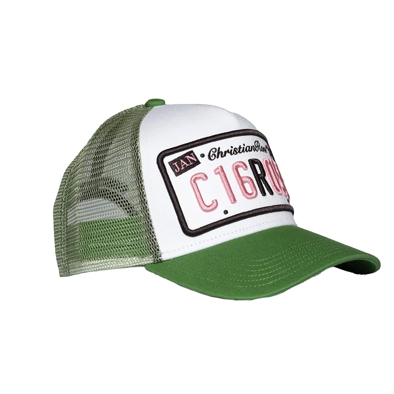 CHRISTIAN ROSE PRIVATE PLATE TRUCKER CAP