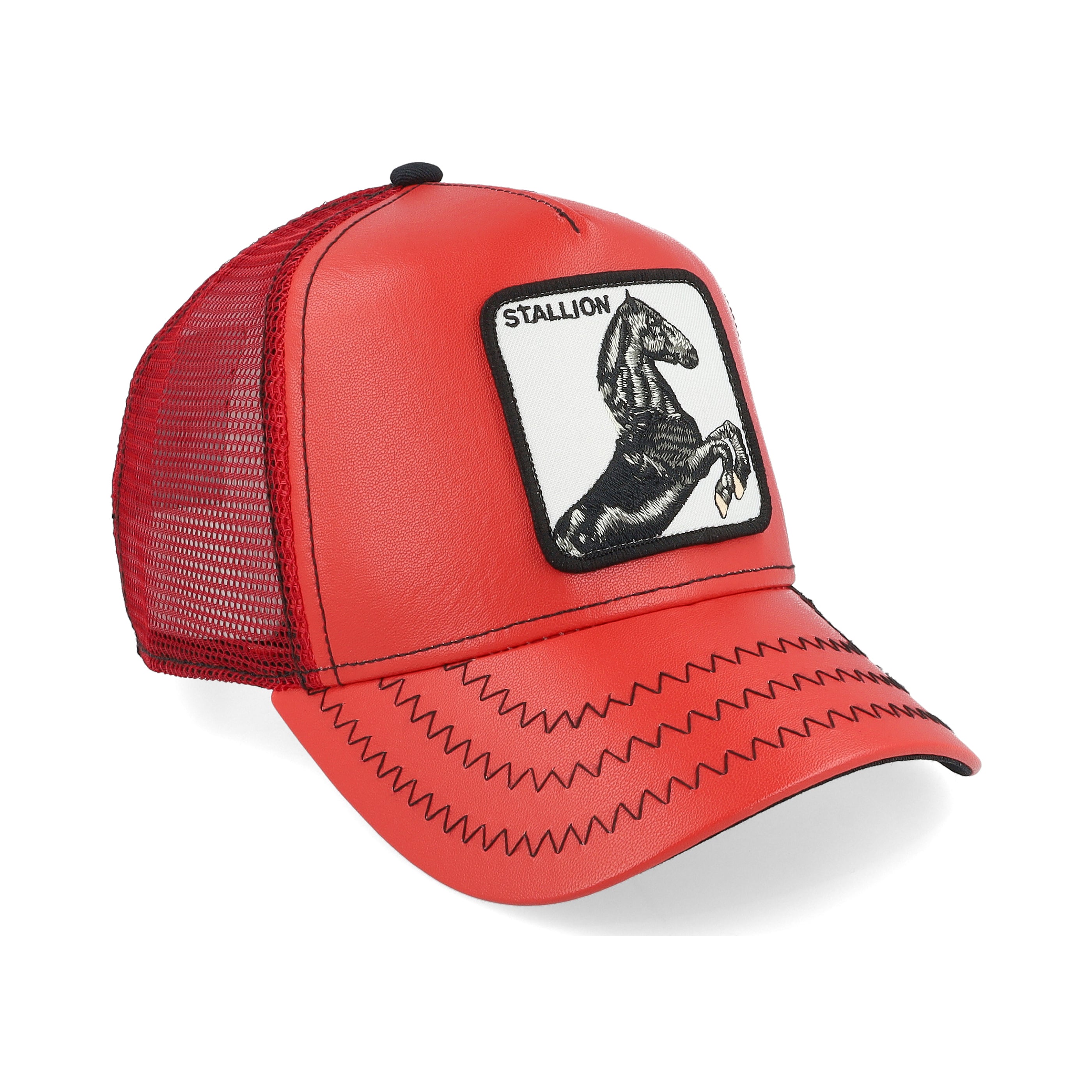 GOORIN BROS. FAUX LEATHER CHERRY MUSTANG TRUCKER CAP