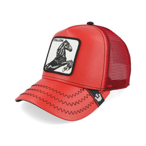 GOORIN BROS. FAUX LEATHER CHERRY MUSTANG TRUCKER CAP