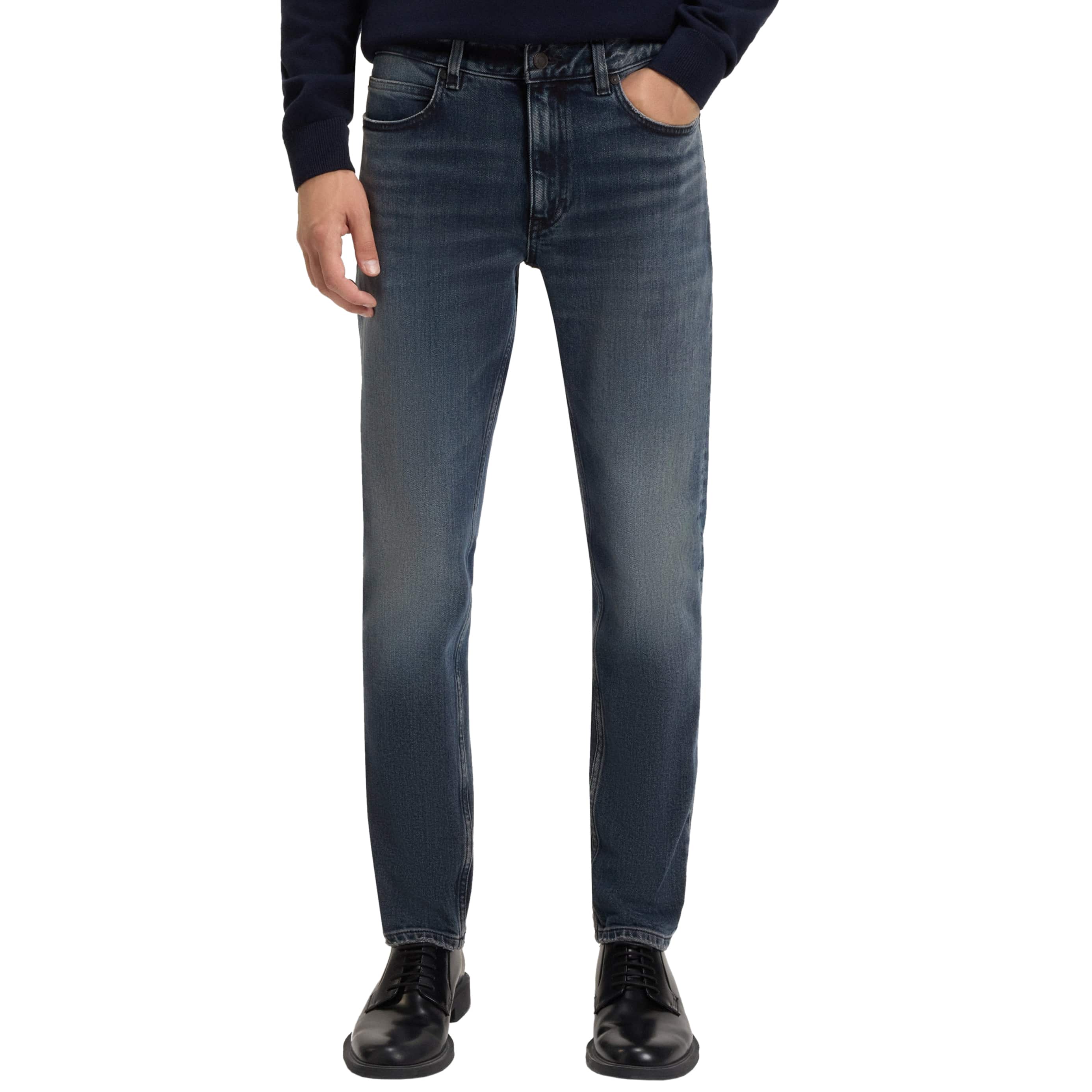 Jeans HUGO Uomo 734 Extra Slim Fit In Denim Elasticizzato - Blu Scuro