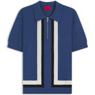 HUGO SHOLPONE ZIP-NECK STRIPE KNIT POLO