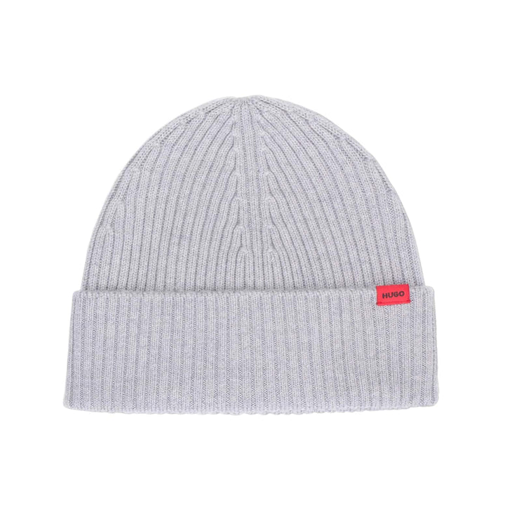 HUGO XOLA VIRGIN WOOL RIBBED BEANIE HAT