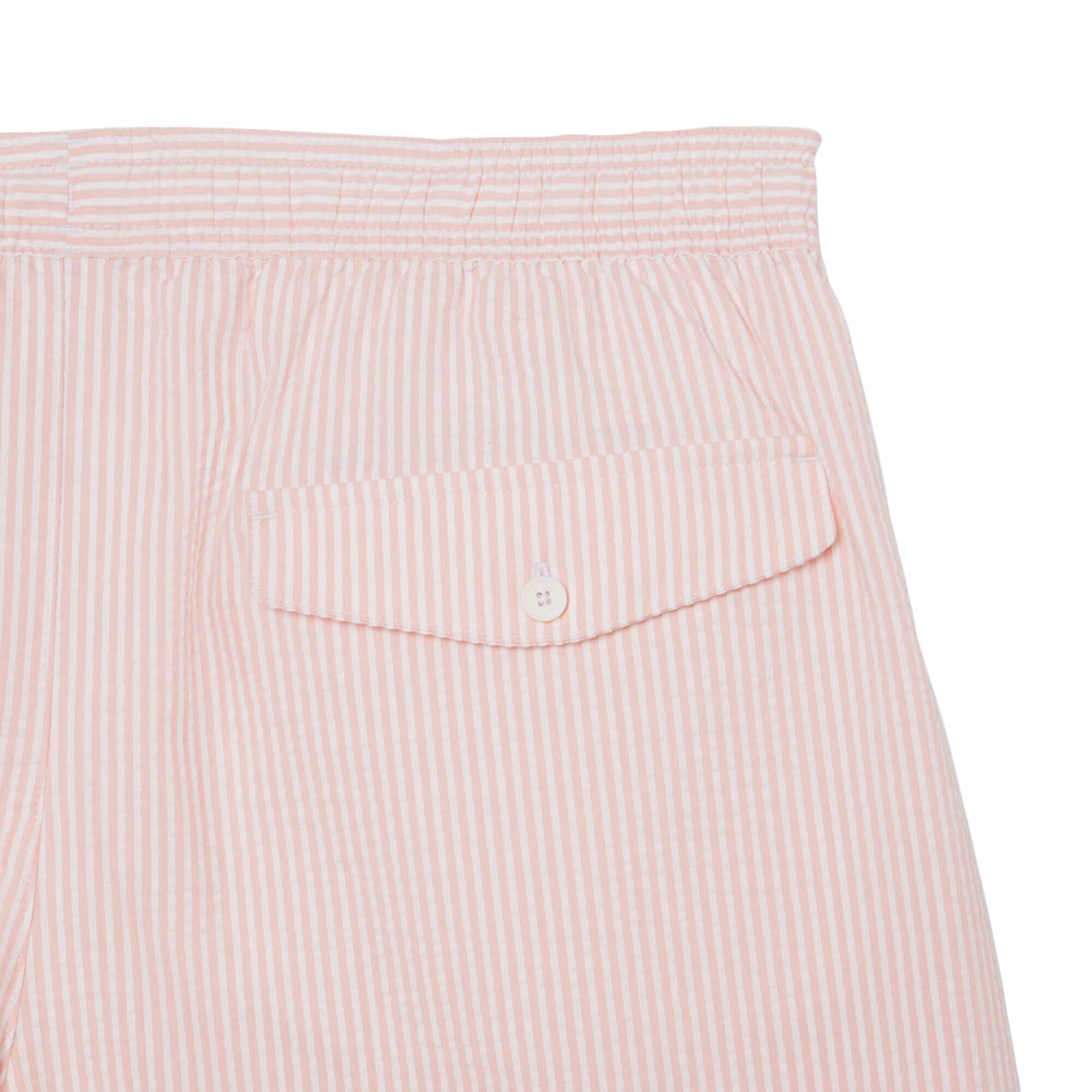 LACOSTE STRIPED TEXTURED MID LENGTH SWIM TRUNKS