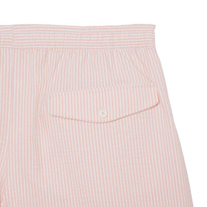 LACOSTE STRIPED TEXTURED MID LENGTH SWIM TRUNKS