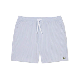 LACOSTE STRIPED TEXTURED MID LENGTH SWIM TRUNKS