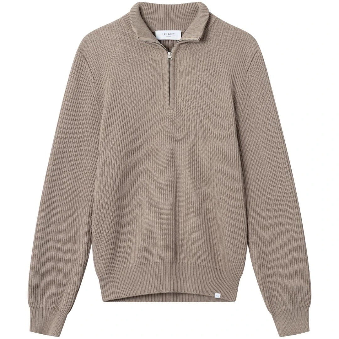 LES DEUX FLETCHER RIB HALF ZIP KNIT JUMPER