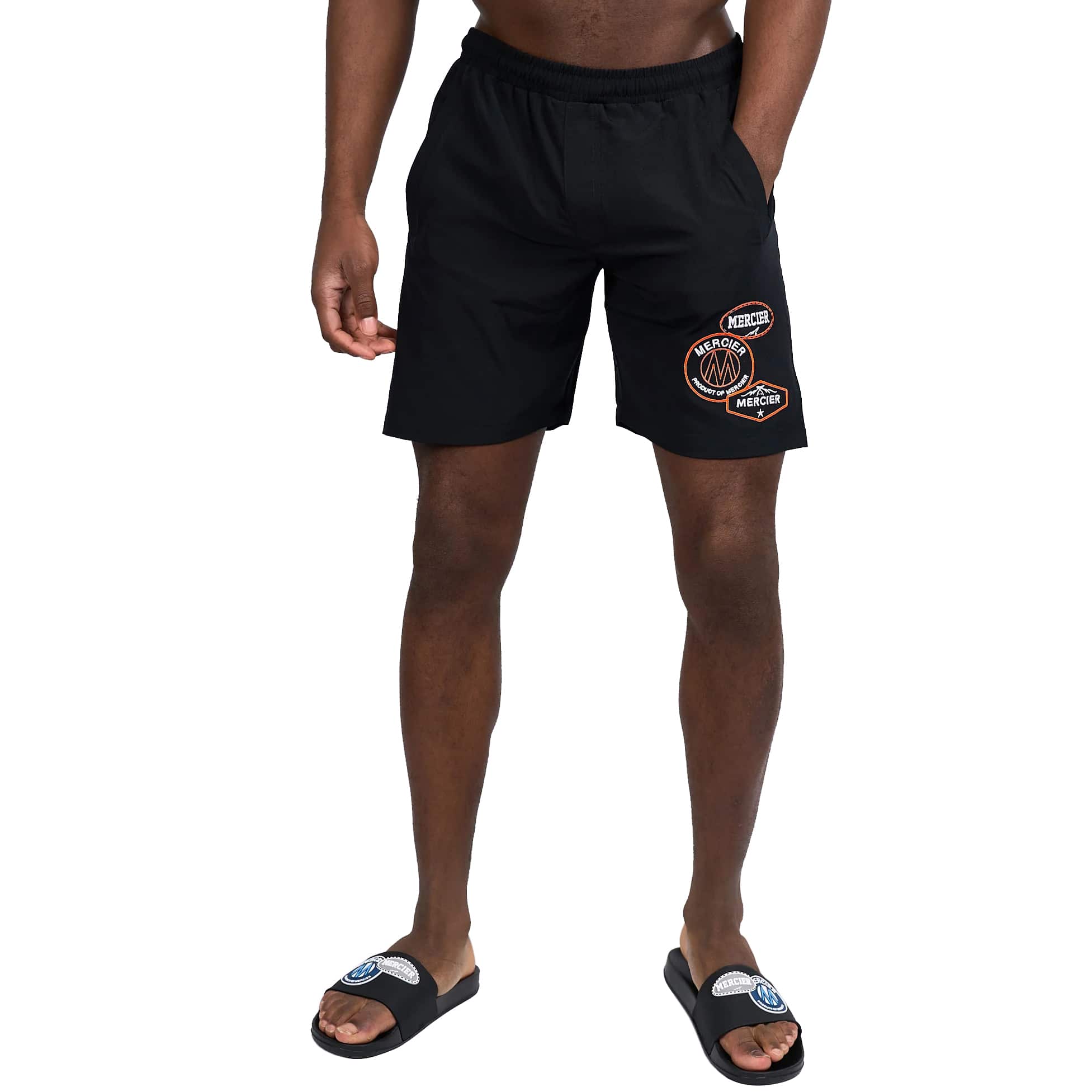 MERCIER 2 TONE MONO BADGE SWIM SHORTS