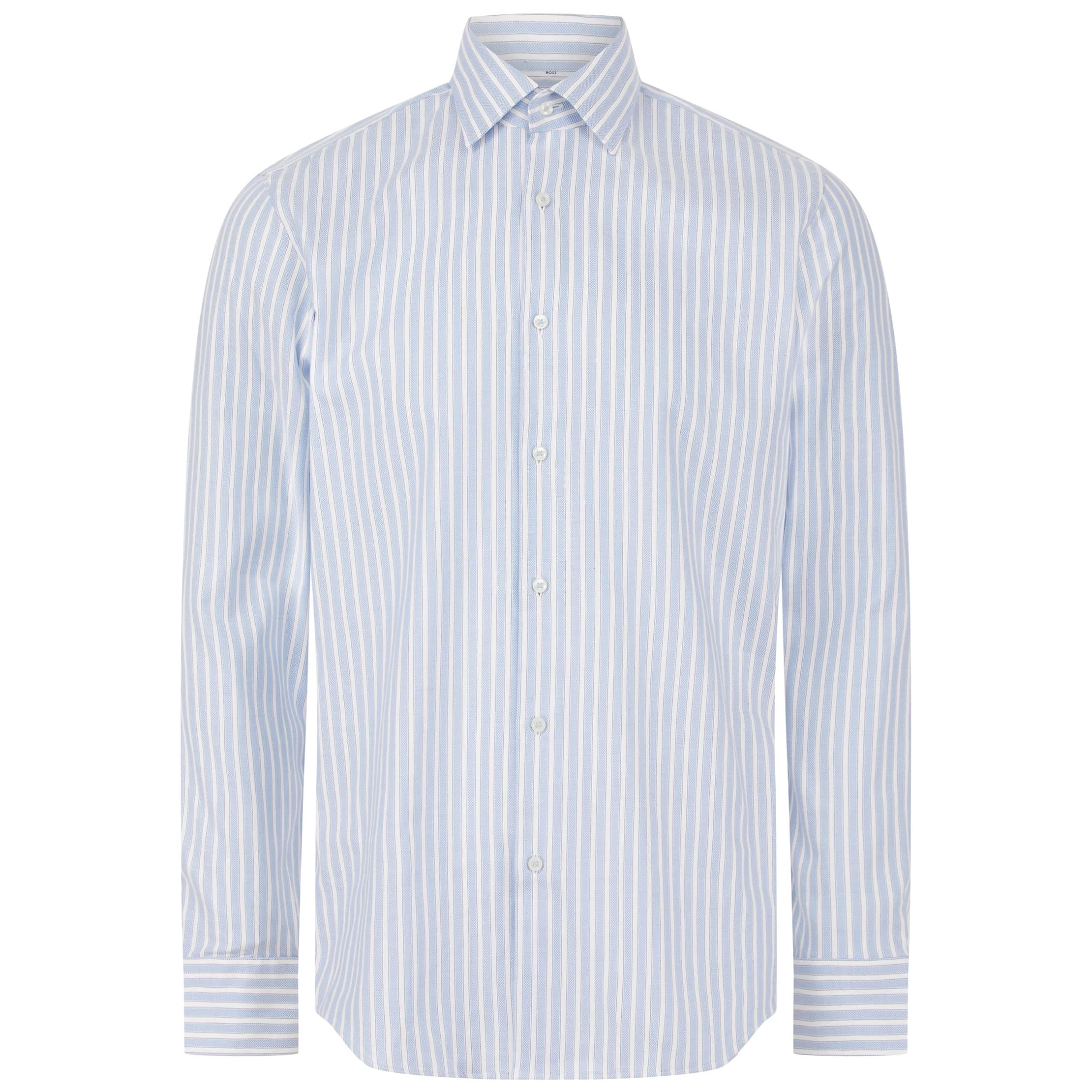 BOSS STRIPED OXFORD STRETCH COTTON REGULAR FIT SHIRT