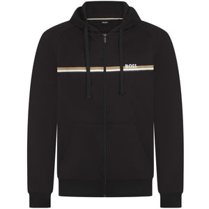 BOSS STRIPE LOGO COTTON-TERRY ZIP-UP HOODIE