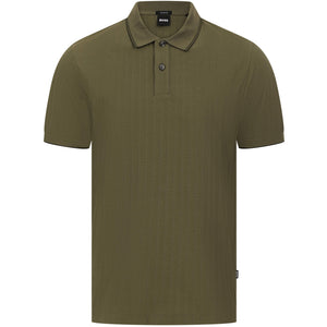 BOSS H-PARLAY 318 STRIPED COTTON TIPPED POLO SHIRT