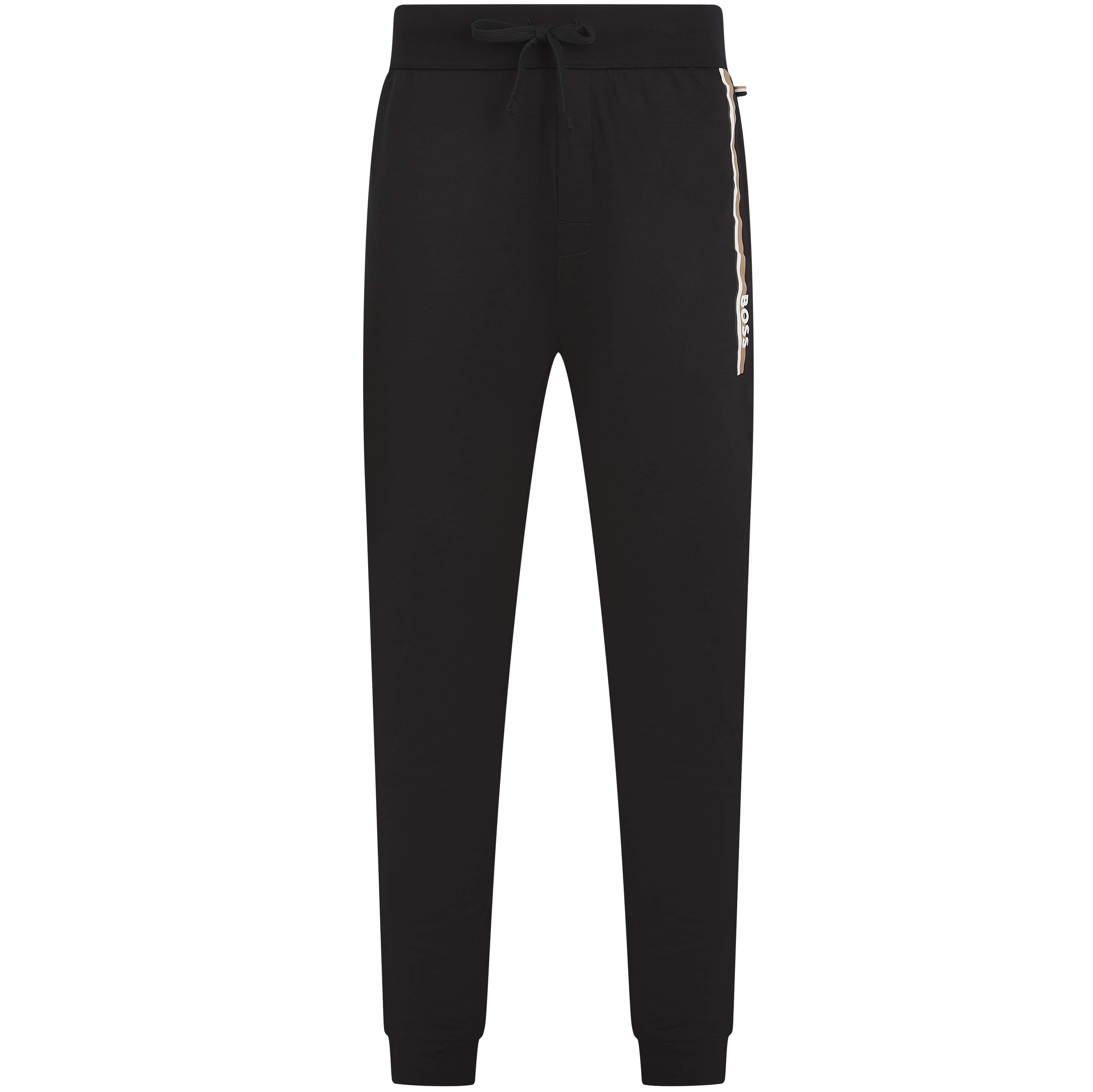 BOSS STRIPE LOGO COTTON-TERRY TRACKSUIT BOTTOMS