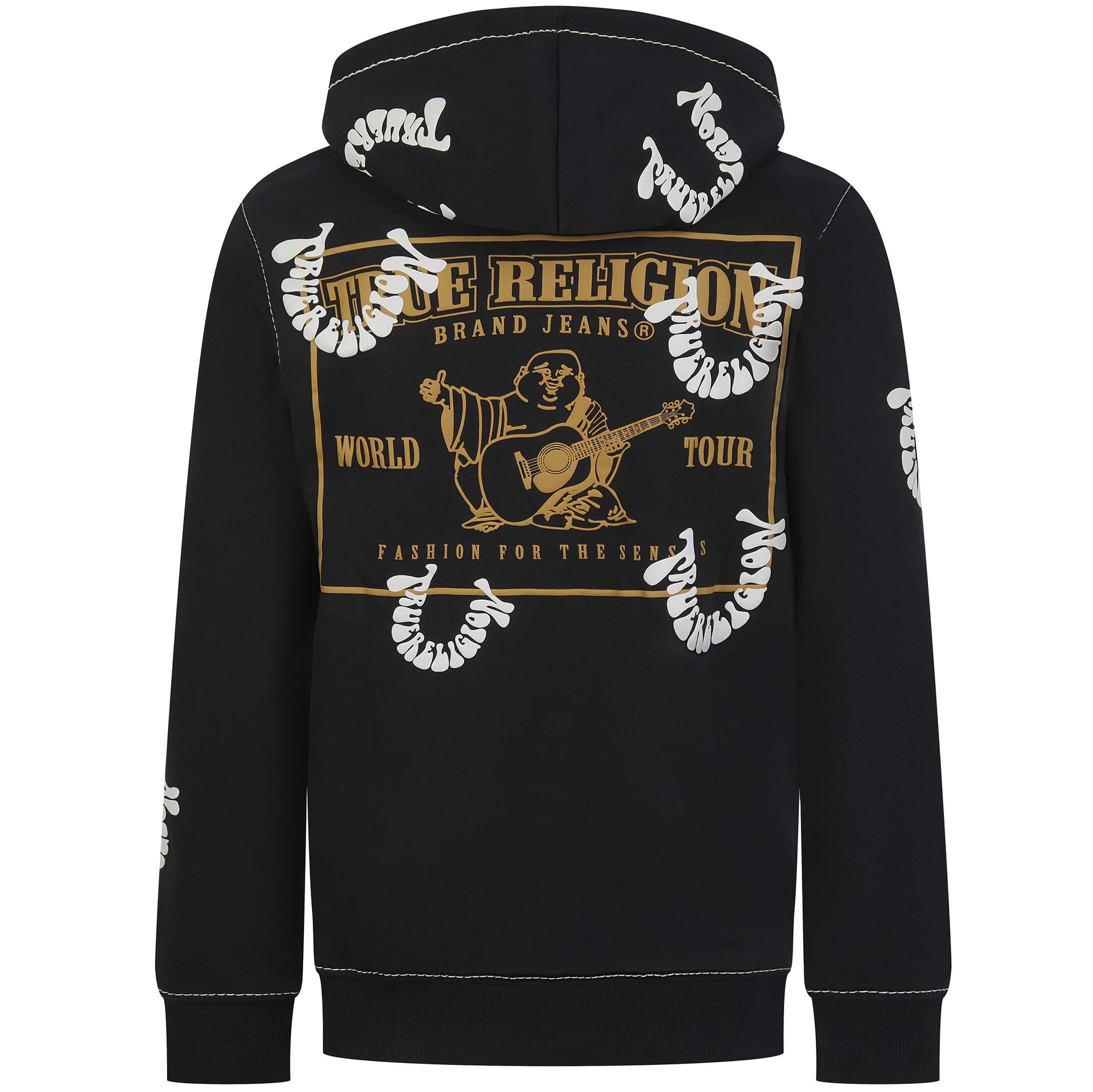 True Religion Big T Warped Puff Print Logo Zip Hoodie – MISTR