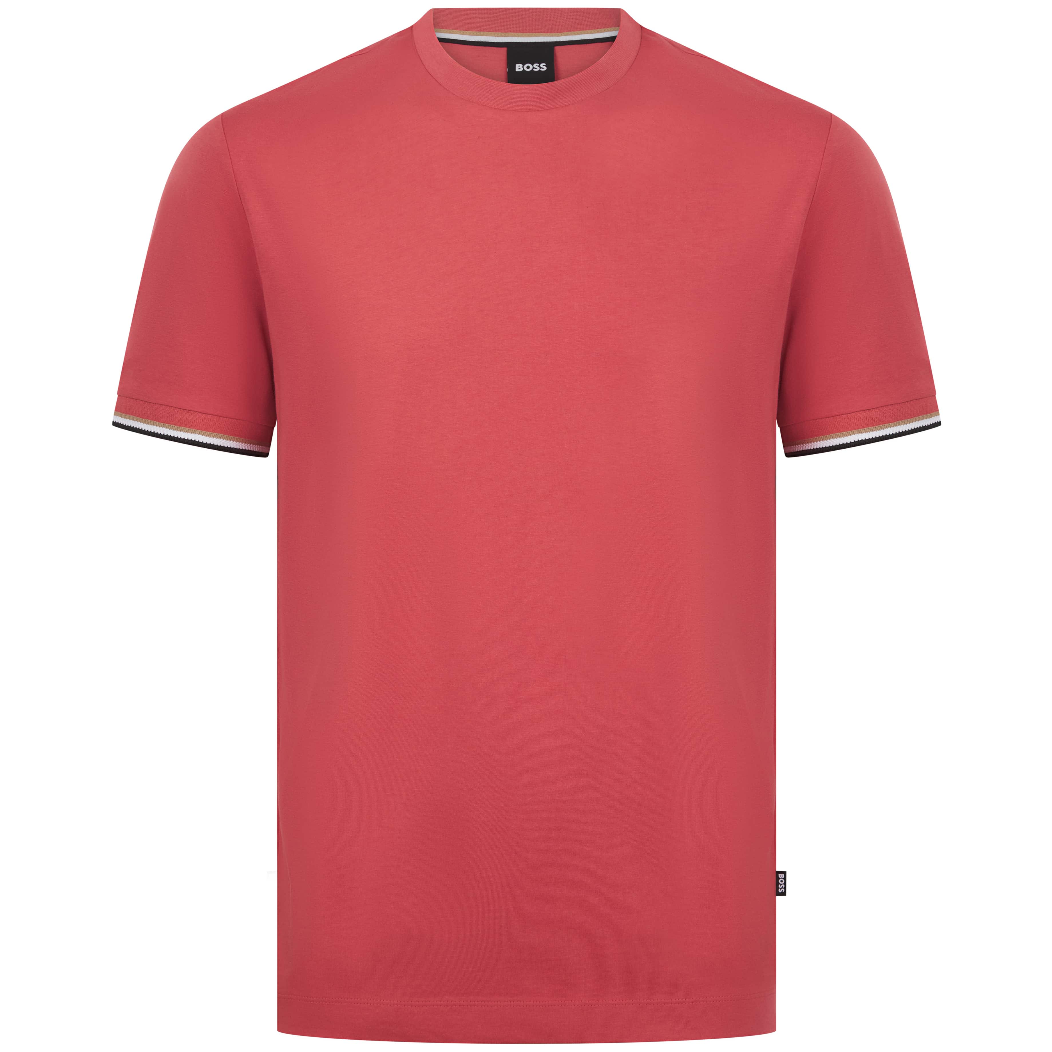 BOSS THOMPSON 04 SIGNATURE-STRIPE CUFF COTTON JERSEY T-SHIRT