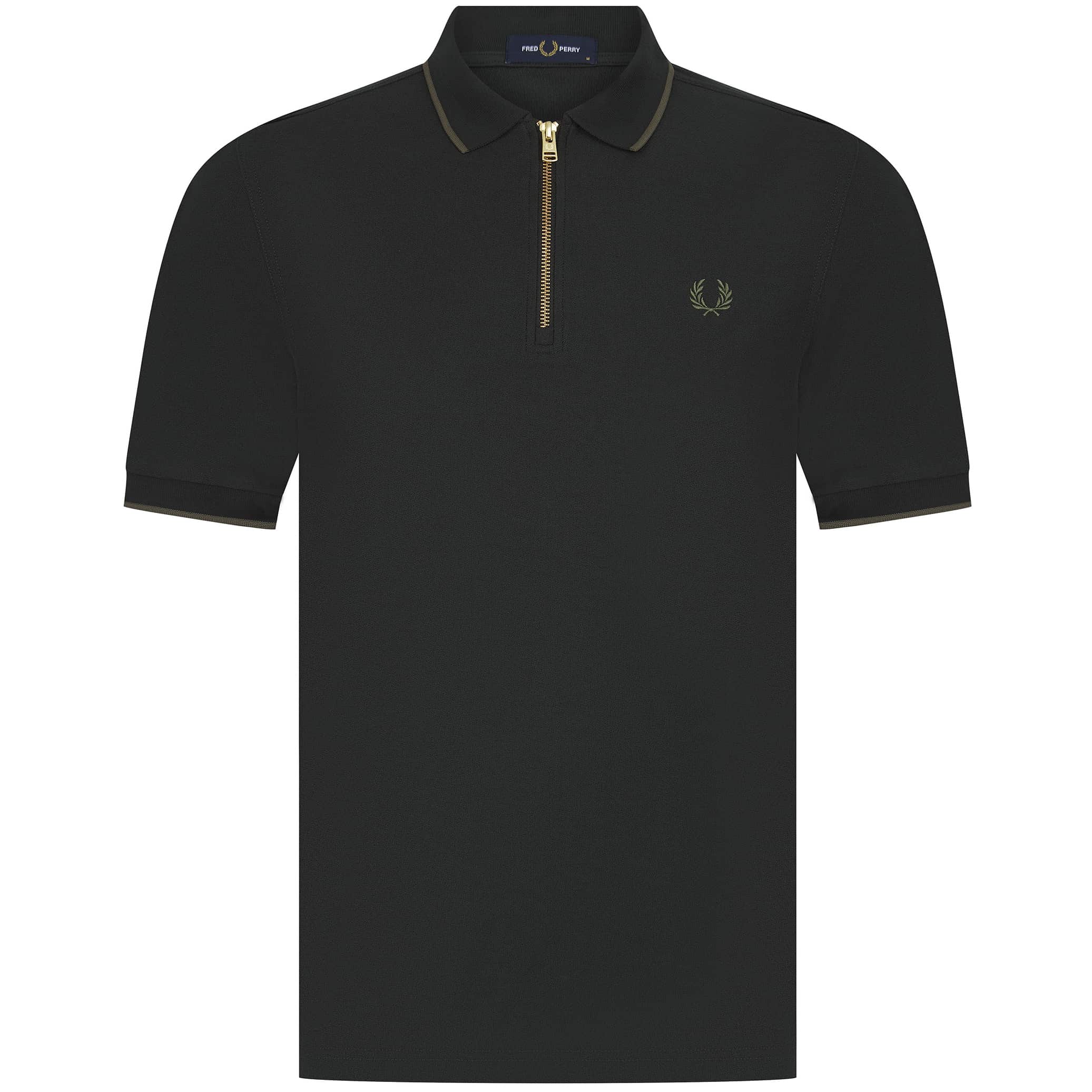 FRED PERRY CREPE PIQUE ZIP NECK POLO SHIRT