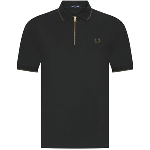 FRED PERRY CREPE PIQUE ZIP NECK POLO SHIRT