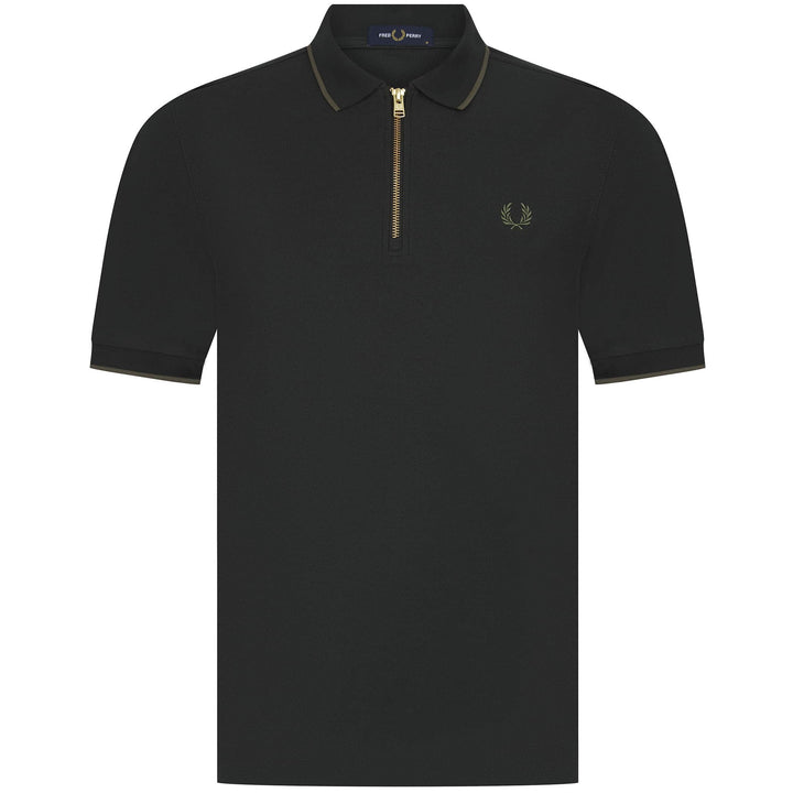 FRED PERRY CREPE PIQUE ZIP NECK POLO SHIRT