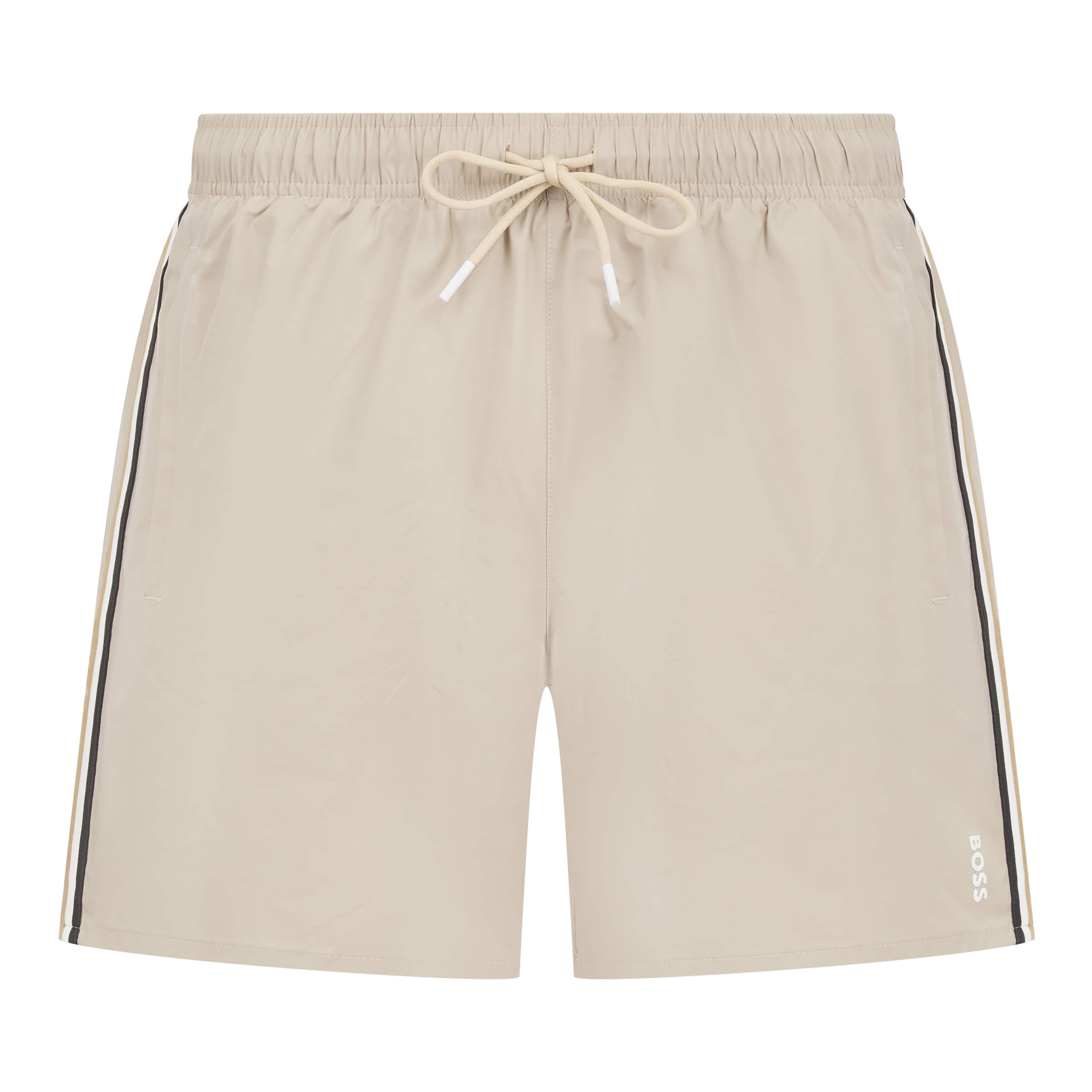 BOSS ICONIC SIGNATURE STRIPE AND LOGO SWIM SHORTS