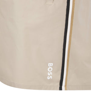 BOSS ICONIC SIGNATURE STRIPE AND LOGO SWIM SHORTS
