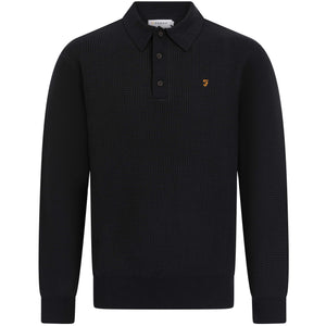 FARAH GATEACRE KNIT LONG SLEEVE POLO SHIRT