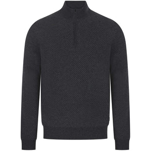 BOSS H-ELTORINO HALF ZIP PULLOVER WOOL AND COTTON BLEND JUMPER